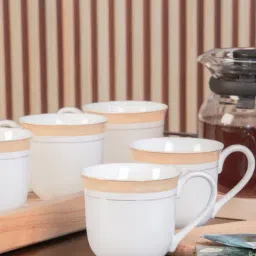 White Gold White Porcelain Tea & Coffee Mug - Set of 6-picture-35