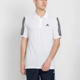 Adidas White Cotton Regular Fit Striped Sports Polo-picture-24