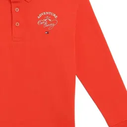 Tommy Hilfiger Red Cotton Relaxed Fit Printed Polo T-Shirt image 3