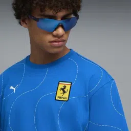 Puma Blue Cotton Regular Fit Printed T-Shirt image 3