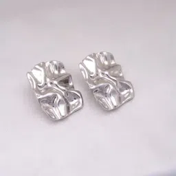 Perfectly Average Foil Textured Rectangle Studs Silver-picture-31