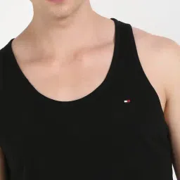 TOMMY HILFIGER Black Cotton Regular Fit Solid Vest (Pack of 3) image 5