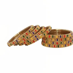 Raj world Multi Glass Artificial Stones Bangle image 2