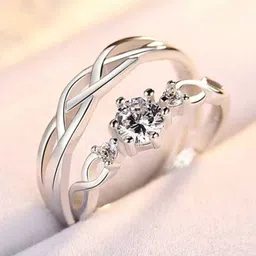 MEENAZ Set Of 2 Silver-Plated AD Studded Couple Ring-picture-27