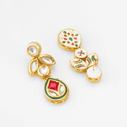 aadita Gold-Plated Kundan & AD Studded Classic Drop Earrings image 2