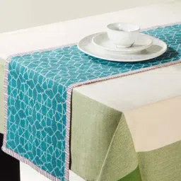 Fabindia Teal Cotton 48 TC 230 GSM Small Hand Runner-image-85