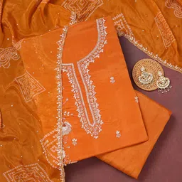 Koskii Floral Embroidered Beads And Stones Unstitched Dress Material-image-55