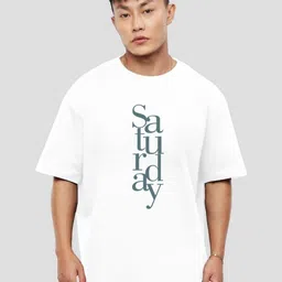 MaverIQ Men Typography Printed Round Neck Cotton Oversized T-shirt-picture-14