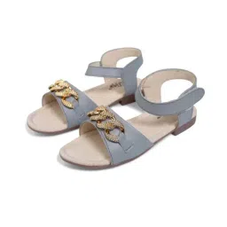 Tiny Bugs Kids Grey & Beige Ankle Strap Sandals image 2