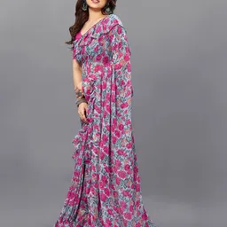 Anouk Women Floral Poly Georgette Ruffles Saree-image-40