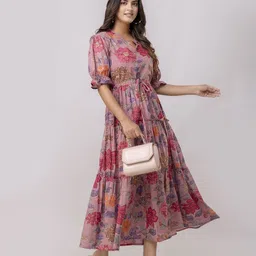 Aawari Floral Print A-Line Maxi Dress image 5