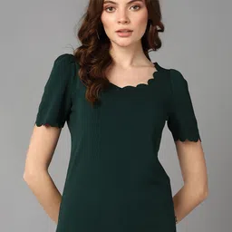 Roadster Green Scallop Neck Regular Top-picture-19