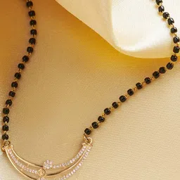 MEENAZ Gold-Plated Brass Artificial Stones and Beads Mangalsutra-image-87