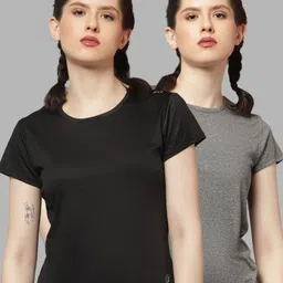 Friskers Women Pack Of 2 Solid Round Neck T-shirts-image-95