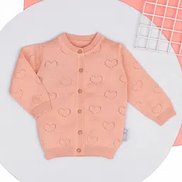 Mi Arcus Unisex Cotton Full Sleeves Heart Design Cardigan Orange-picture-22