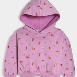 Mi Arcus 100% Cotton Full Sleeves Deer Printed Hooded Sweatshirt - Pink-image-36