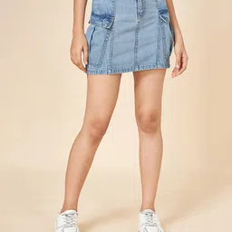 Coolsters by Pantaloons Solid Denim Skirt -Blue-picture-16