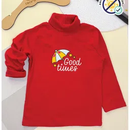 COCOON ORGANICS Cotton Rib Full Sleeves Umbrella Printed Tee - Red-picture-29