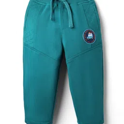 Babyhug Cotton Looper Knit Full Length Cut & Sew Lounge Pant with Patch Detailing - Teal Blue-picture-26