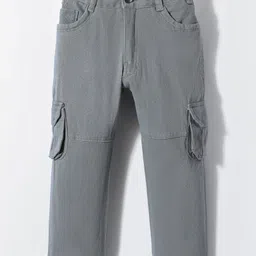 Rikidoos Cotton Solid Cargo Trousers - Grey-image-72