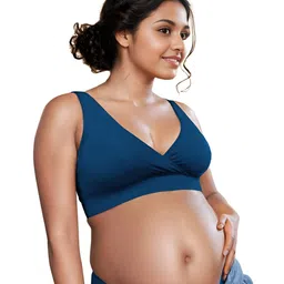 &Circus Sleeveless Solid Padded Maternity Nursing Bra - Blue-picture-14