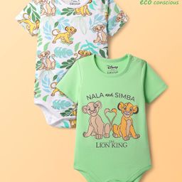 Babyoye Disney Interlock Knit Onesies With Lion King Graphics Pack Of 2 - Green & White-picture-4