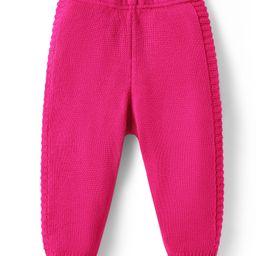 Babyhug Sweater Knit Full Length Woollen Solid Colour Bottom - Dark Pink-picture-45