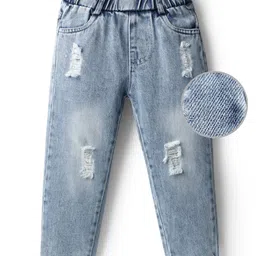 Mark & Mia Cotton Full Length Distressed Jeans - Light Blue-picture-22