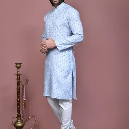 RANAK Men Printed Regular Pure Cotton Kurta with Pyjamas image 4