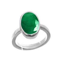 RRVGEM 13.25 KT Green Emerald Adjustable Silver Plated Green Panna Ring-picture-37