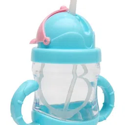 The Cheeky Kidzz Trendy Premium Baby Unbreakable Straw Sippy Sipper Feeder 120ml With Bottom Twin Handles BPA Free (BLUE) image 2