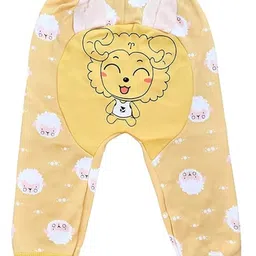 The little lookers Fleece Knit Sheep Printed Diaper Pants - Yellow image 3