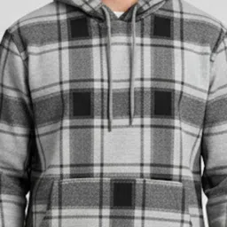 YONGE Men Checked Hooded Sweatshirt image 5