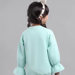 Babyoye Full Sleeves Cotton Blend Brushed Fleece Sweatshirt Butterfly Print - Blue image 3