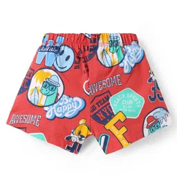 Babyhug 100% Cotton Single Jersey Knit Trunks With Stripes & Animal Print Pack Of 3 - Red Light Blue & Yellow image 3