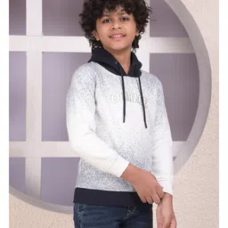 CRIMSOUNE CLUB Woven Full Sleeves Courage Text Printed Light Winter Hooded Sweatshirt - White image 4
