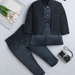FOURFOLDS Boys Brocade Sherwani With Trouser Set-image-15