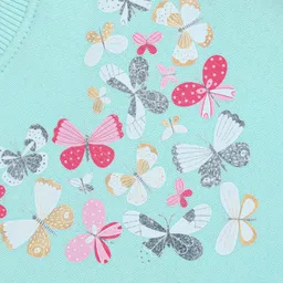 Babyoye Full Sleeves Cotton Blend Brushed Fleece Sweatshirt Butterfly Print - Blue image 4