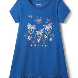 Honeyhap Premium 100% Cotton Bio Finish Half Sleeves Nighties with Butterfly Print Pack of 2 - Red & Blue image 4