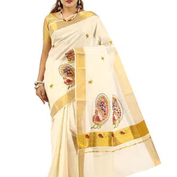 Rst R Selvamani Tex Ethnic Motifs Zari Pure Cotton Kasavu Saree-picture-35