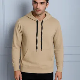 Mack Jonney Beige Fleece Regular Fit Solid Hooded Sweatshirt-picture-17