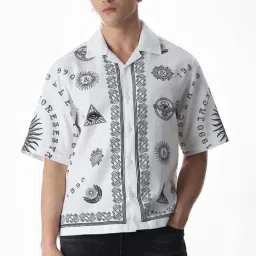 Jack & Jones Star White Cotton Oversized Printed Shirt-picture-15