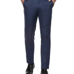 Van Heusen Navy Slim Fit Flat Front Trousers-picture-34