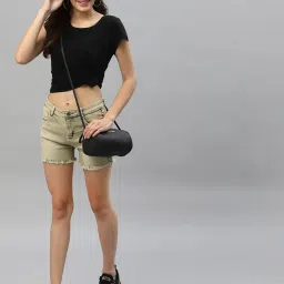 KASSUALLY Green Relaxed Fit Mid rise Shorts image 4