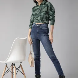 KASSUALLY Green Cotton Camo Print Crop Sweatshirt image 4