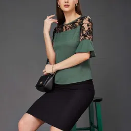 Miss Chase Green Self Pattern Top image 4