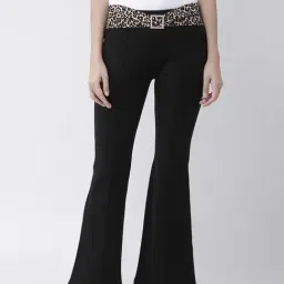 KASSUALLY Black Relaxed Fit Mid Rise Bootcut Trousers-picture-17