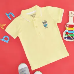 Pantaloons Baby Kids Yellow Cotton Printed Polo T-Shirt-image-70