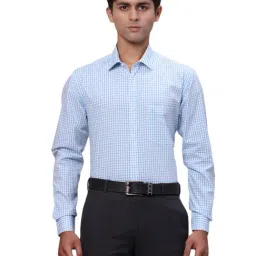 Park Avenue Blue Slim Fit Checks Shirt-picture-17