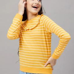 StyloBug Girls Yellow Striped Top-picture-9